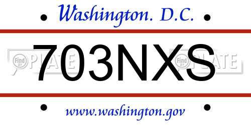 703NXS District Of Columbia License Plate