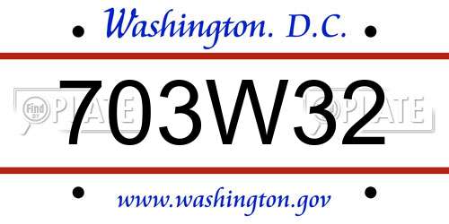 703W32 District Of Columbia License Plate