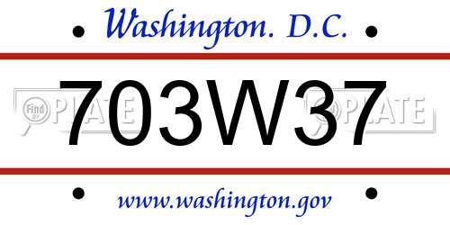 703W37 District Of Columbia License Plate