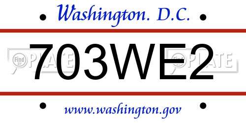 703WE2 District Of Columbia License Plate