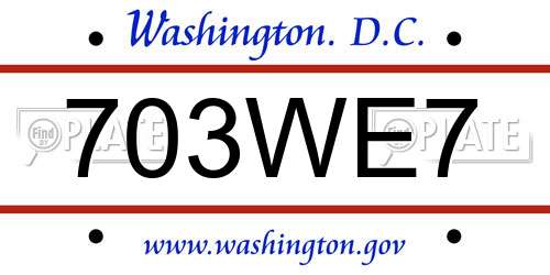 703WE7 District Of Columbia License Plate