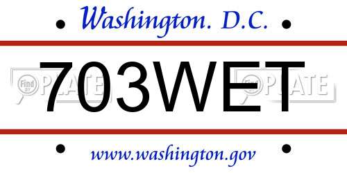 703WET District Of Columbia License Plate