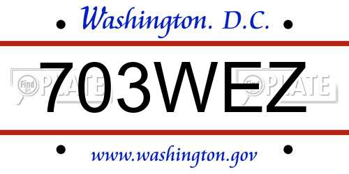 703WEZ District Of Columbia License Plate