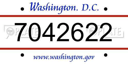 7042622 District Of Columbia License Plate
