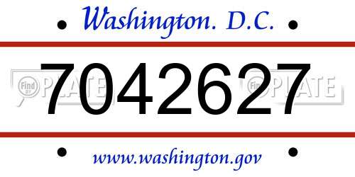 7042627 District Of Columbia License Plate