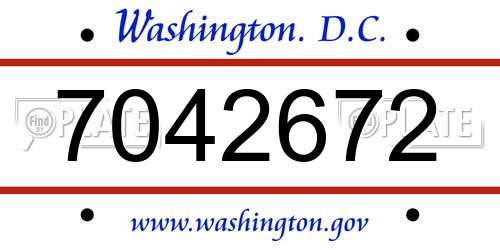 7042672 District Of Columbia License Plate