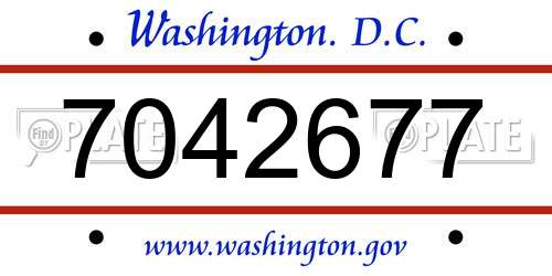 7042677 District Of Columbia License Plate