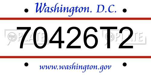 70426T2 District Of Columbia License Plate