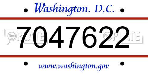 7047622 District Of Columbia License Plate