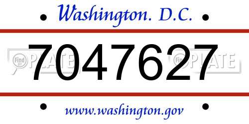 7047627 District Of Columbia License Plate