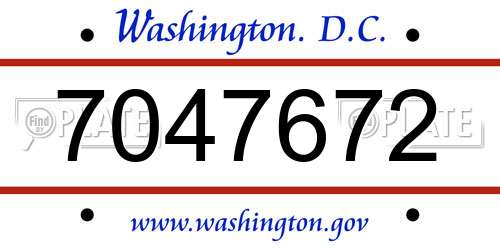 7047672 District Of Columbia License Plate