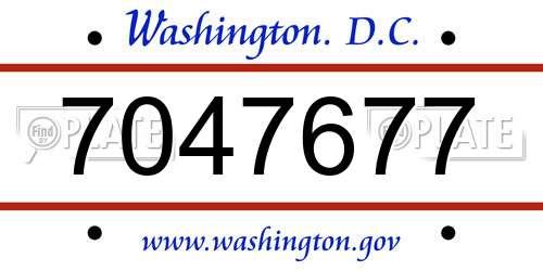 7047677 District Of Columbia License Plate