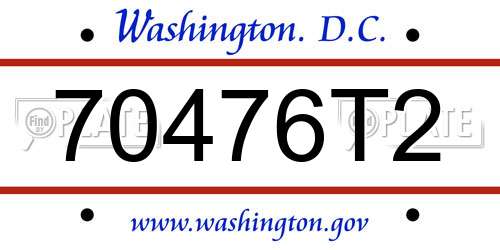 70476T2 District Of Columbia License Plate
