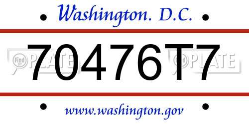 70476T7 District Of Columbia License Plate