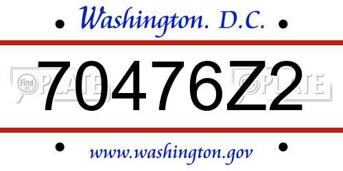 70476Z2 District Of Columbia License Plate