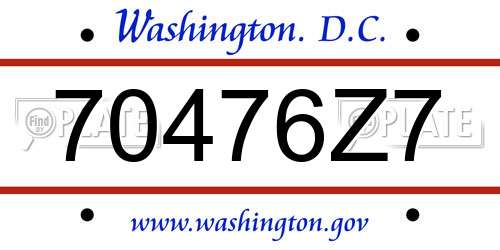 70476Z7 District Of Columbia License Plate