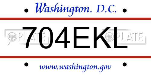 704EKL District Of Columbia License Plate