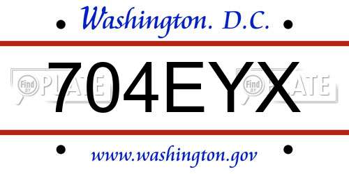 704EYX District Of Columbia License Plate