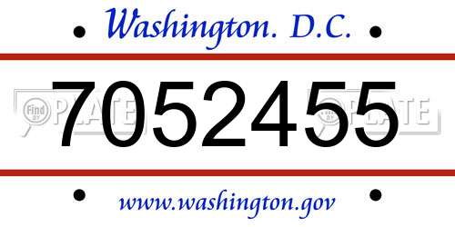 7052455 District Of Columbia License Plate