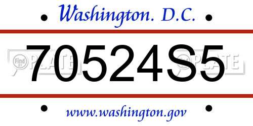 70524S5 District Of Columbia License Plate