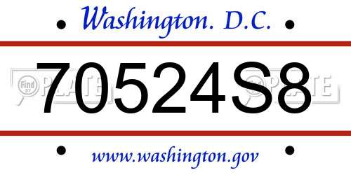 70524S8 District Of Columbia License Plate
