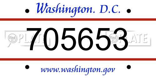 705653 District Of Columbia License Plate