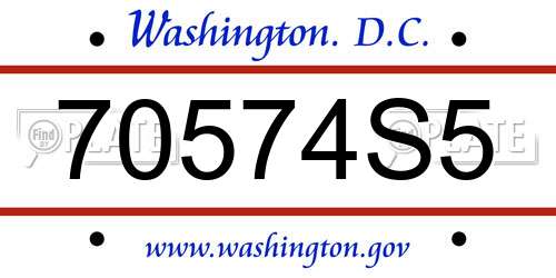 70574S5 District Of Columbia License Plate