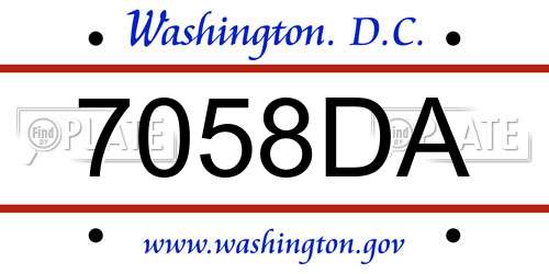 7058DA District Of Columbia License Plate