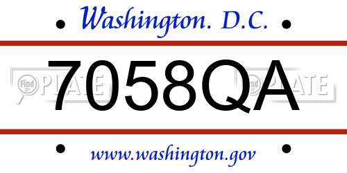 7058QA District Of Columbia License Plate