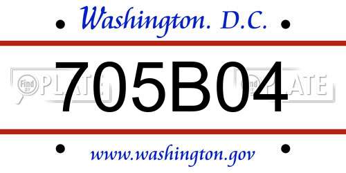 705B04 District Of Columbia License Plate