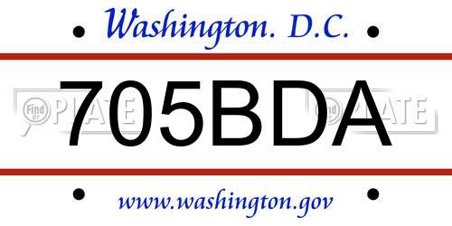 705BDA District Of Columbia License Plate