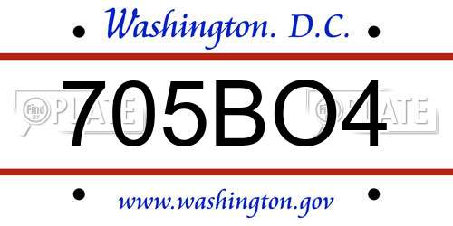 705BO4 District Of Columbia License Plate