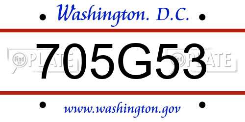 705G53 District Of Columbia License Plate