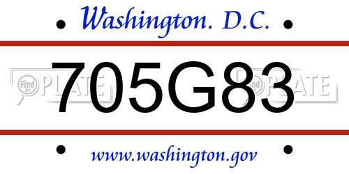 705G83 District Of Columbia License Plate
