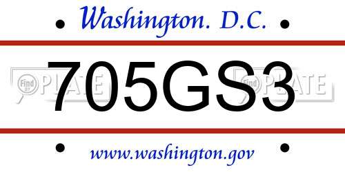 705GS3 District Of Columbia License Plate