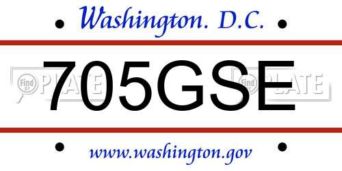 705GSE District Of Columbia License Plate