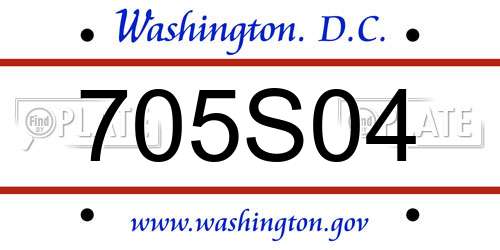 705S04 District Of Columbia License Plate
