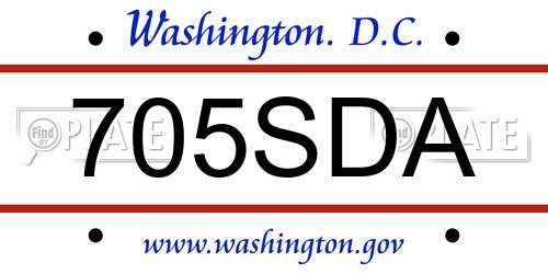 705SDA District Of Columbia License Plate