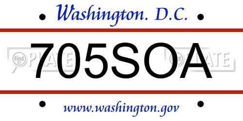 705SOA District Of Columbia License Plate