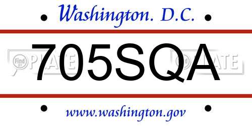 705SQA District Of Columbia License Plate