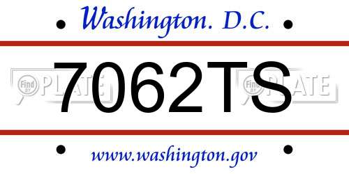 7062TS District Of Columbia License Plate
