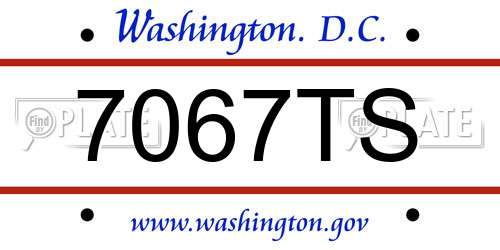 7067TS District Of Columbia License Plate