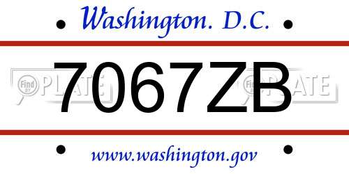 7067ZB District Of Columbia License Plate