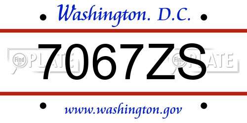 7067ZS District Of Columbia License Plate