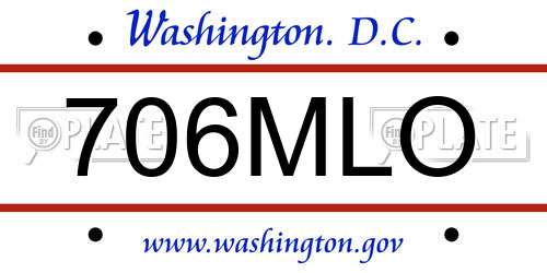 706MLO District Of Columbia License Plate