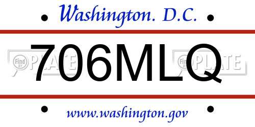 706MLQ District Of Columbia License Plate