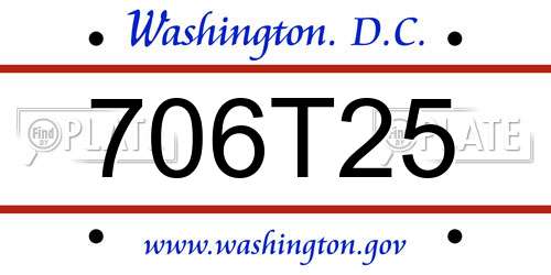 706T25 District Of Columbia License Plate