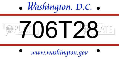 706T28 District Of Columbia License Plate