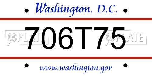 706T75 District Of Columbia License Plate
