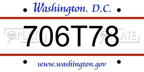 706T78 District Of Columbia License Plate